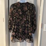 ZARA  FLORAL PEASANT DRESS WITH GOLD ACCENTS SZ: L Photo 1