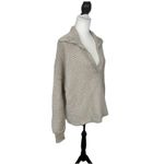 Free People Sweater Top Size M Beige Hi Low Hem V Neck Chunky Knit Cropped Top Photo 2