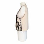 Daniel Collection Tie Front Ecru Black Contrast Embroidery Vest Small NWT Photo 3