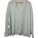 Eileen Fisher Eileen‎ Fisher Button Down Shirt Organic Linen Top Long Sleeve Green Size XL Photo 0