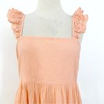 Apiece Apart  100% cotton light peach midi dress with ruffle shoulder straps Photo 4
