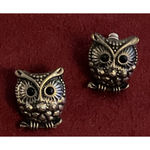 Owl Earrings, Set Of Three. Pewter & Rose gold Owls On Posts. Silver Dangle Owl Photo 2