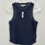 Madewell Crochet Knit Cutaway Tank Cropped Cotton Blend Ink Blue XS NWT Photo 2