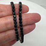 2 Black Rhinestone Tennis‎ Bracelet Silver Tone Flexible Dressy Costume Jewelry Photo 1