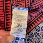 Pleione SHIFT DRESS Small Royal Blue/Pink/Yellow Print Capped Sleeve NWT Photo 6