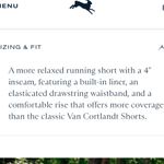 Tracksmith Women’s navy Van Cortlandt “Grande” running short. Blue Photo 8