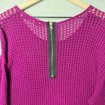 Jeanne pierre Women’s Open Knit Slouchy Fit Sweater in Cranberry Gold Zipper 1X Photo 3