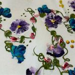 Vintage 80’s Hand Painted Floral Grandma Crew Neck Sweatshirt Cream Size XL NWT Purple Photo 6