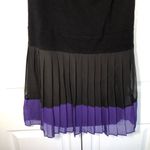 Loft Black and Purple  Chiffon Pleated Skirt Dress Size 6 Photo 3