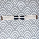 Faux Leather Cognac Brown Cream Crochet Waist Belt Small Photo 6