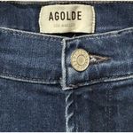 AGOLDE  Sophie High Rise Crop Jeans Medium Wash‎ Blue Stretch Denim Raw Hem 29 Photo 2