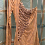 Symphony gold foil snakeskin backless crisscross mini dress one shoulder long si Photo 0