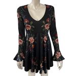 Free People  Date Night‎ Black Floral Mini Dress Photo 1