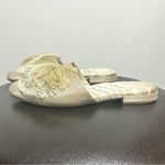 Birdies Champagne Pale Gold Dupioni Satin Pom Poms Songbird Slip On Mules 8.5 Photo 1