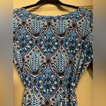 Loft  Blue Pattern Belted Long-Sleeve Shirt Dress Size Small Photo 1