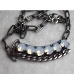 Source Unknown Native Smokey Rhinestone Teal Bead Black Link Chain Bar Gently Worn Necklace Photo 2