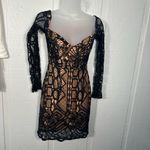 Bardot  Zendaya Mini Lace Long Sleeve Low V Neck Dress In Black Size 2 NWT Photo 1