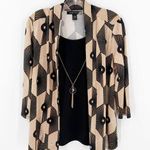 Emily Rose Black & Beige Retro Geometric Layered Blouse with Necklace Size Small Photo 0