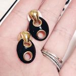Givenchy Authentic Rare Vintage Black & Gold Enamel / Metal Abstract Earrings Photo 2