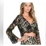 Stone Cold Fox  Lace Crochet Crop Top Size Small Black Charlie Blouse Bell Sleeve Photo 3