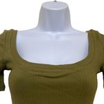 n:philanthropy Revolve  Ribbed Bodysuit Olive Green Square Neck Thong NWT Small Photo 2