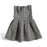 Gracia  Black Ivory Pattern Textured Strapless Sweetheart Fit & Flare Mini Dress Photo 1