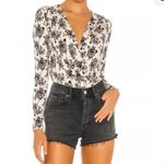 Free People  Turnt Floral Bodysuit Black Ecru Cream | M Photo 6