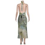 Jaded London Cindy Plunge Maxi Dress, Vintage Khaki Palm Tree, 0 (US) Photo 6