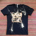 BLACK DISTRESSED BLEACH CUSTOM MADE COWGIRL GRAPHIC TEE Size M Photo 0
