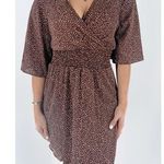 SheIn Women's Polka Dot Brown Short Sleeve V-neckline Dress Size Medium Photo 0