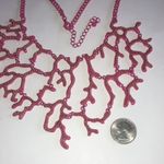 Bright Pink CZ Rhinestone Leaf Branch Handmade Unique Boho Statement Necklace Photo 1