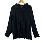 Torrid Black Peplum Crinkle Textured Button Front Long Sleeved Tunic Top Photo 3