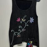 Black Asymmetrical Embellished Sleeveless Tank Top Size M Photo 0