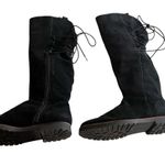 Lands' End Lands’ End Black Suede Knee High Lace Up Winter Riding Boots Women’s Size 6B Photo 2