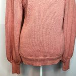 Revolve 525 Pink Cotton Knit Balloon Sleeve Crew Sweater Women's Medium Photo 2