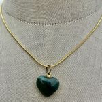 moss agate heart pendant necklace Green Photo 1