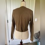 Good American  Green/Brown Ribbed‎ V-Neck Blouse Photo 1