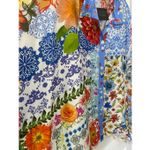 John Mark Printed Oversized Wire Collar Short Dolman Sleeve Top Sz S/M Blue Size M Photo 5