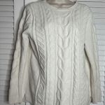 J. Jill Chenille Cable Knit Sweater Cream Crewneck Long Sleeve Casual Pullover S Photo 0