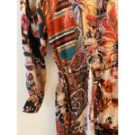 Teri Jon Boho Tapestry Button Down Shirt Dress Long Sleeve Multicolor EUC 4 Brown Photo 3