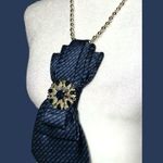 “Dainty Dapper”Blue Women's Neckltie necklace with beautiful add on brooch Blue Photo 2