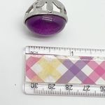 Vintage Large Pink/Purple Stone Statement Cocktail Ring Silver Tone Size 7.75 Pink Photo 5