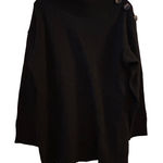 Anthropologie  Black Mock Neck Button Shoulder Sweater Size L Photo 0