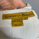 Workers for Freedom Silk Blouse Vintage Asymmetrical Cream White Petal Neckline Size M Photo 2
