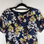 Monsoon Women's Midi Dress Size 10 Multi 100% Cotton A-Line Floral Beaded Collar Photo 1