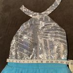 Women’s Halter Neck Silver Sequined Short Prom Party Dress NWT 6 Blue Photo 6