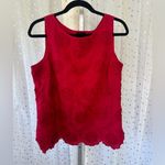 Talbots 100% Cotton Embroidered Floral Appliqué Scallop Hem Shell Lined Top M Photo 1