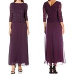Alex Evenings  Deep Plum One Piece Gown Womens 16W NWT Formal Wedding Holidays Photo 1