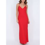 Olivaceous Red Midi Slip Dress V Neck Spaghetti Strap Viscose Rayon Size L Photo 8
