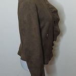 Westport olive green hidden zip ruffle coat size medium Photo 5